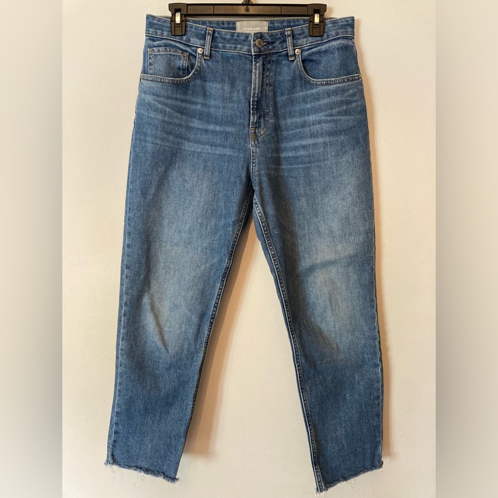 Everlane Curvy Cheeky Jeans, Worn in Mid Blue, Size 30